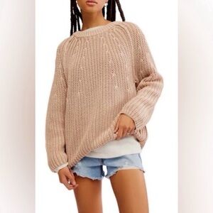 Free People NWOT Take Me Home Sweater Taupe Size XS Oversized Chunky Knit